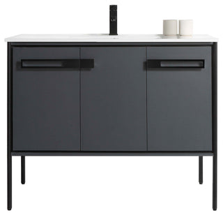 Oakville Bath Vanity, Ceramic Sink, Onix Grey, 42 Inch, Black Hardware