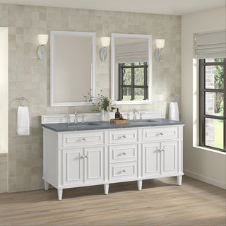 Lorelai 72" Double Vanity, Bright White, 3 CM White Zeus Top