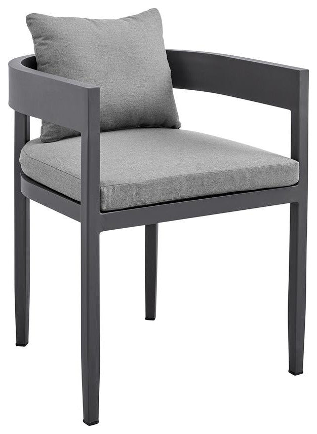 Argiope Outdoor Patio Dining Chairs in Aluminum with Grey Cushions - Set of 2