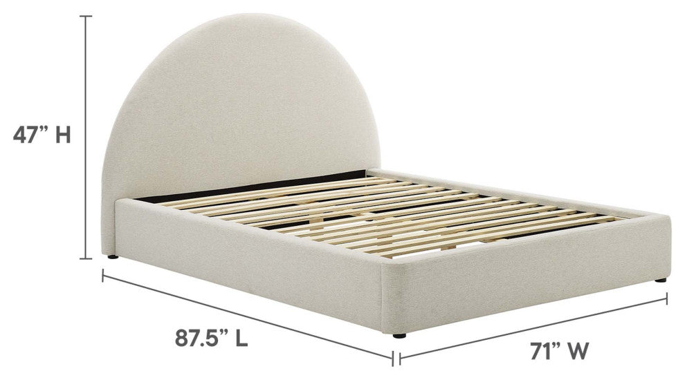 Resort Upholstered Fabric Arched Round Queen Platform Bed