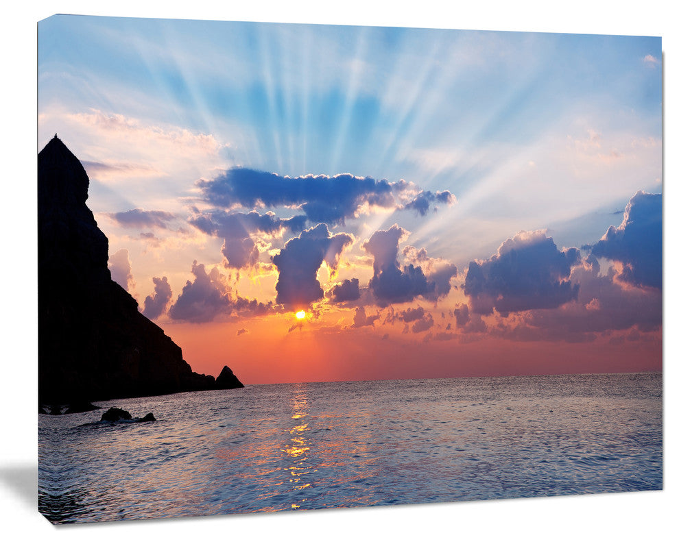 Beautiful Raising Sun and Mountains, Large Landscape Canvas Art, 20"x12"