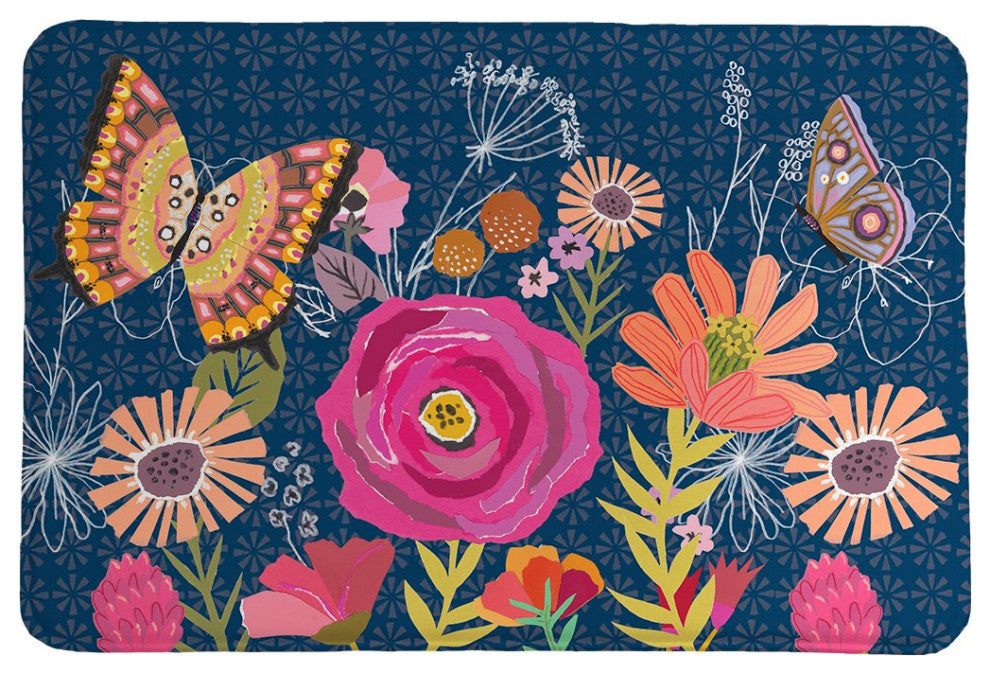 Laural Home Butterfly Floral Memory Foam Rug