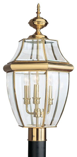 Generation Lighting Lighting 3-Light Outdoor Post Lantern, Polished Brass
