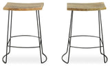 Reece Saddle Seat Counter Stool, Set of 2, Natural/Black