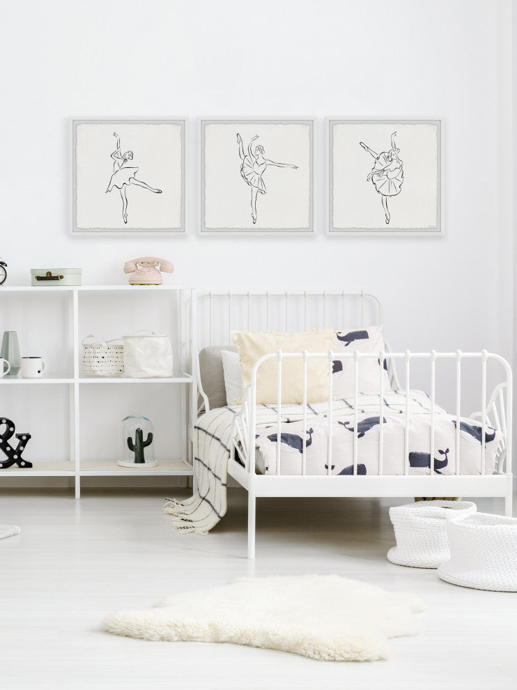 Basic Ballet Steps Triptych, 3-Piece Set, 18x18 Panels