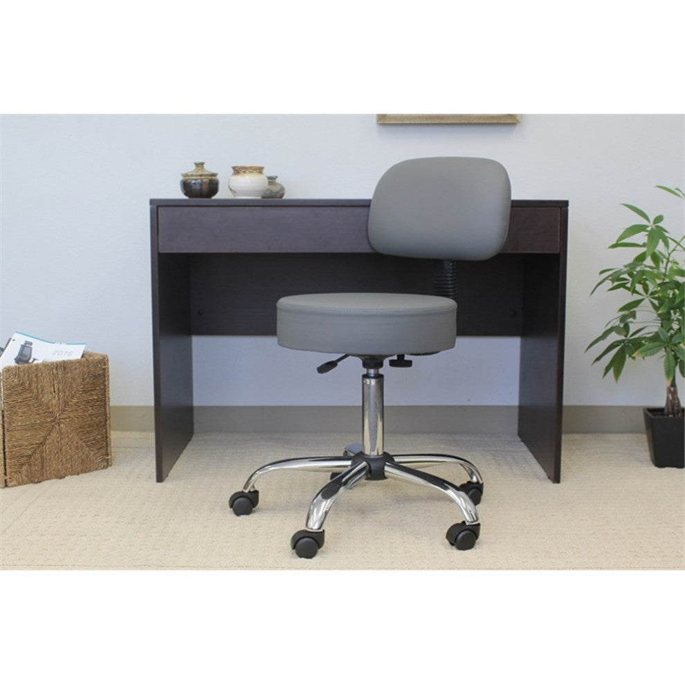 Boss Office Products Vinyl Mid-Back Medical Stool in Gray