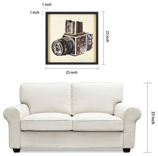 "SLR Camera" Hand Made Dimensional Collage Framed Wall Art Under Glass