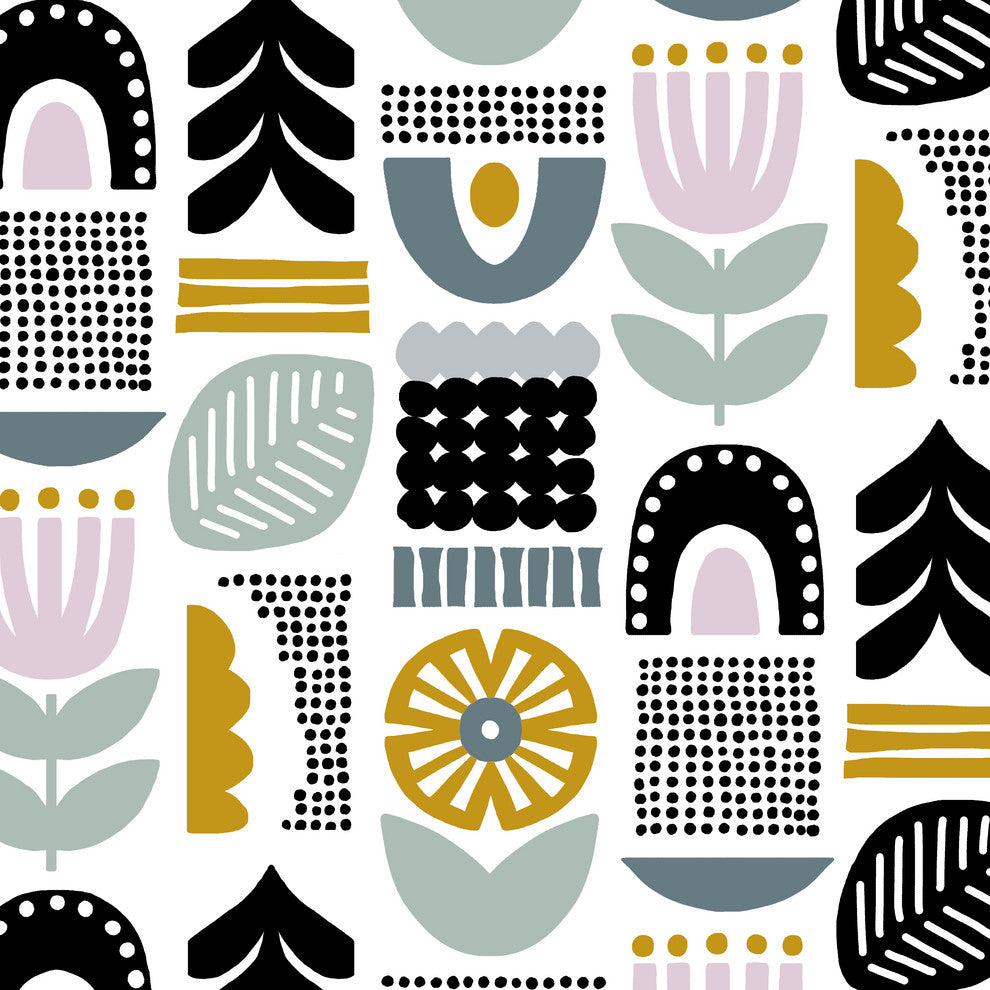 Markham Rounded Back Counter Stool, Helsinki Block Lavender Multi