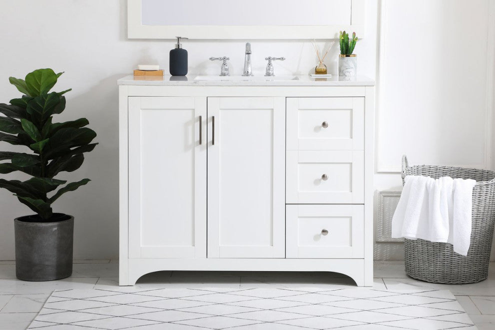 42" Single Bathroom Vanity, White