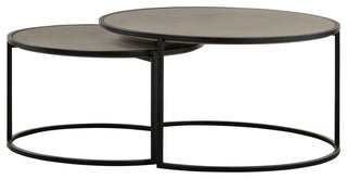 Rina Concrete and Black Metal 2-Piece Nesting Coffee Table Set