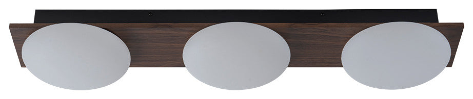 Farmhouse 3-Light Walnut Grain LED Rectangle Semi Flush Mount With Shade