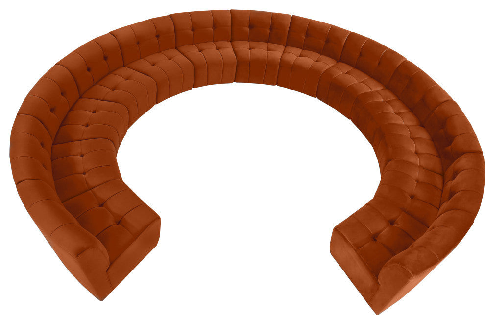 Limitless Velvet Upholstered 13-Piece Modular Sectional, Cognac