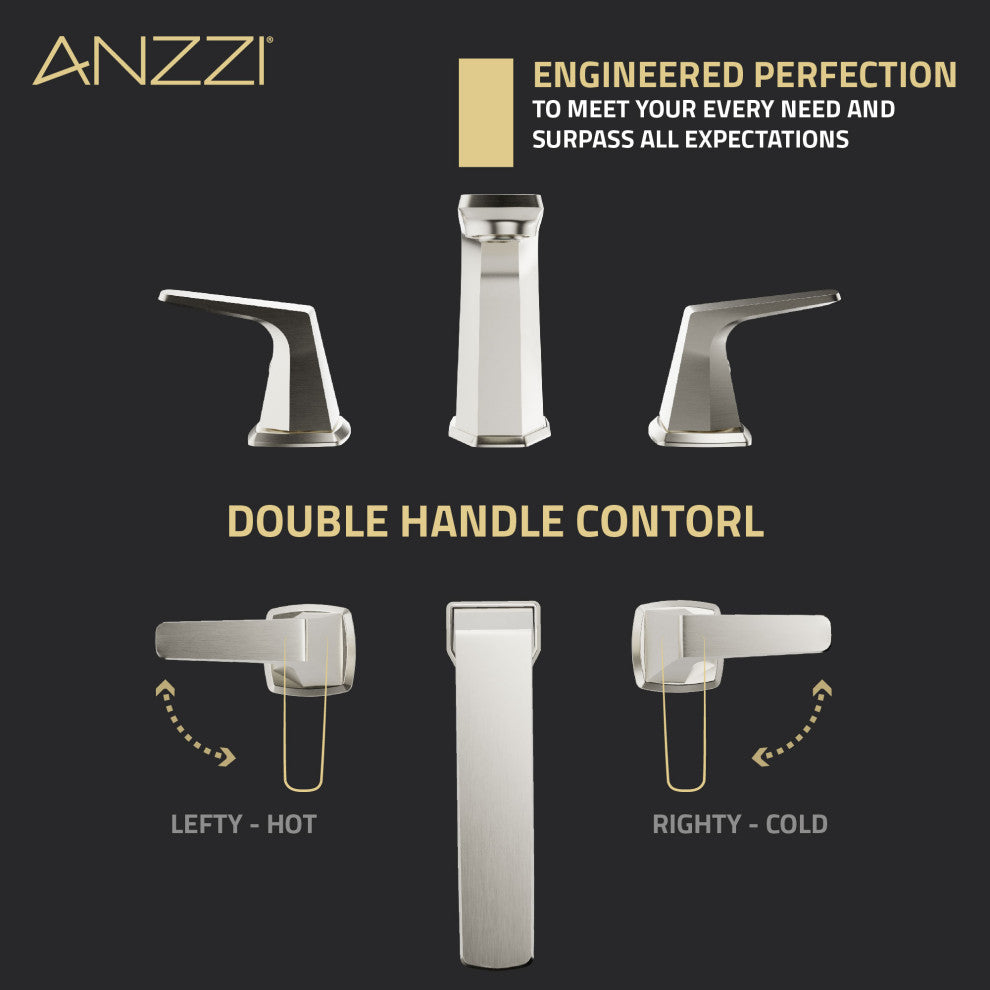 2-Handle 3-Hole Widespread Bathroom Faucet, Brushed Nickel