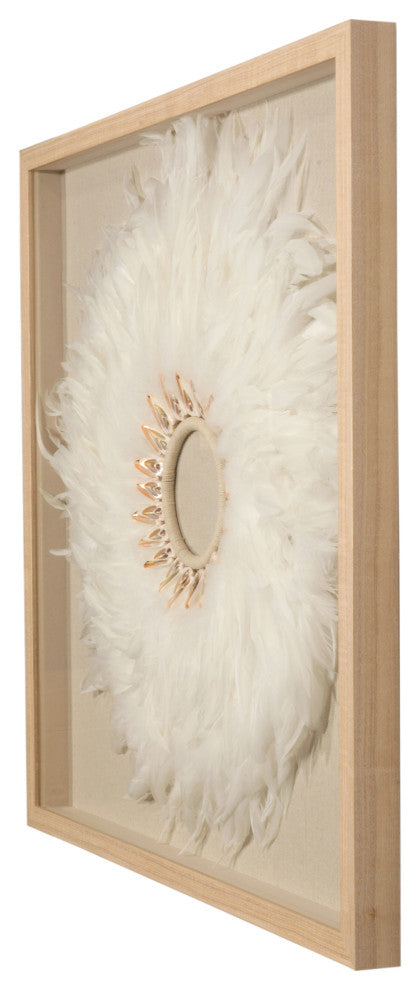 HUJI Feather & Shell Wreath Shadow Box Wall DÃ©cor - Single Ring