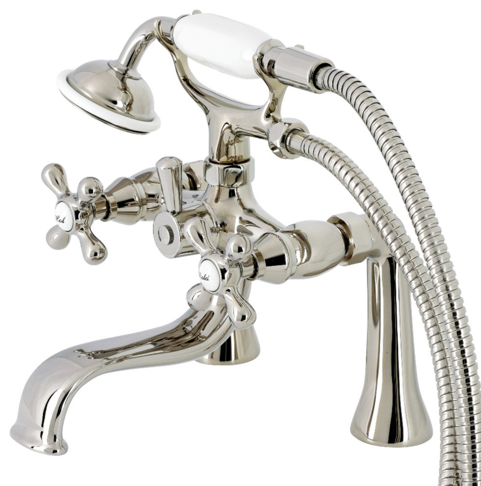 KS228PN Deck Mount Clawfoot Tub Faucet With Hand Shower, Polished Nickel