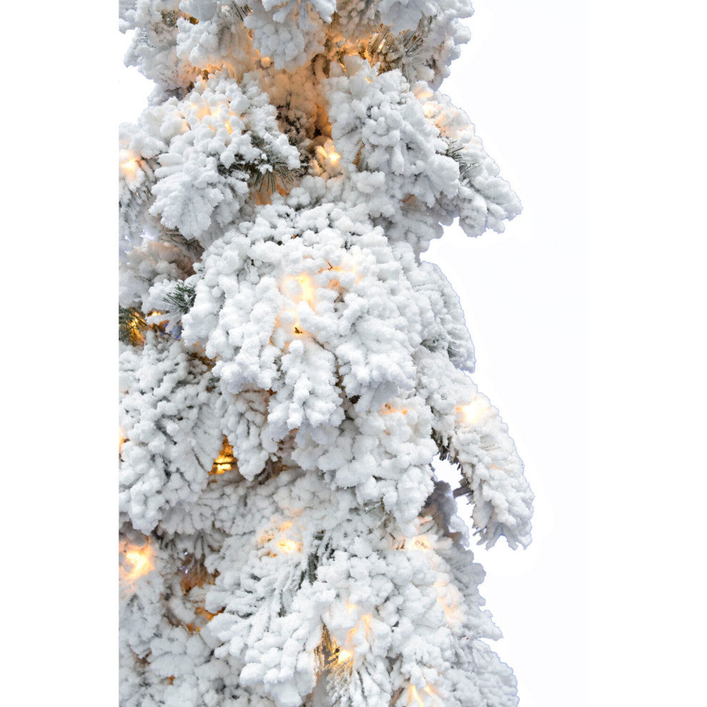 4-Ft. Elk Mountain Snow Flocked Tree With Warm White LED Lights