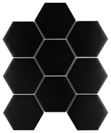 Metro Super 4" Hex Matte Black Porcelain Floor and Wall Tile