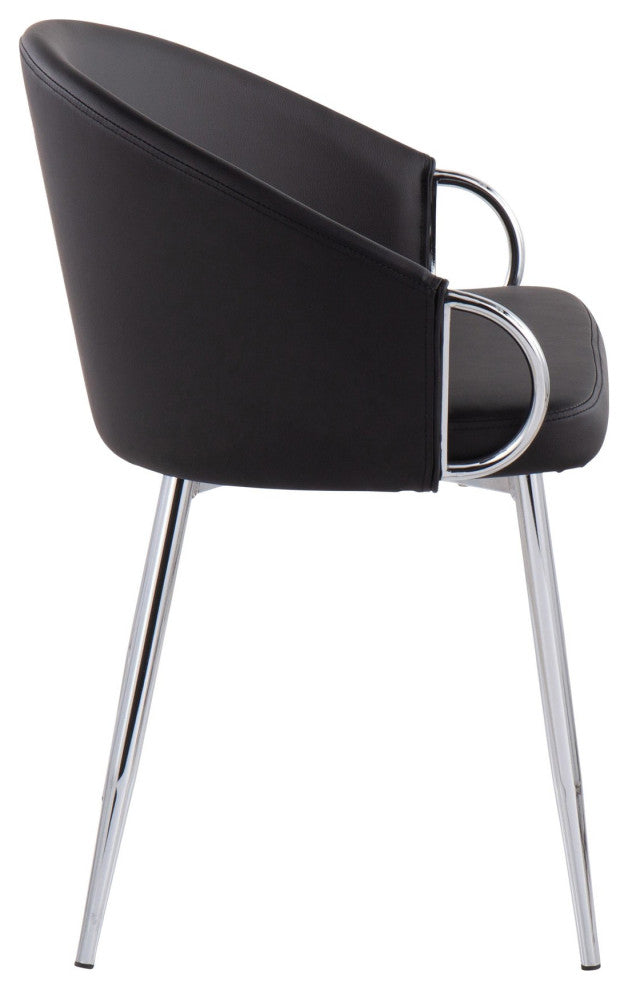 Claire Chair, Silver Metal, Black PU