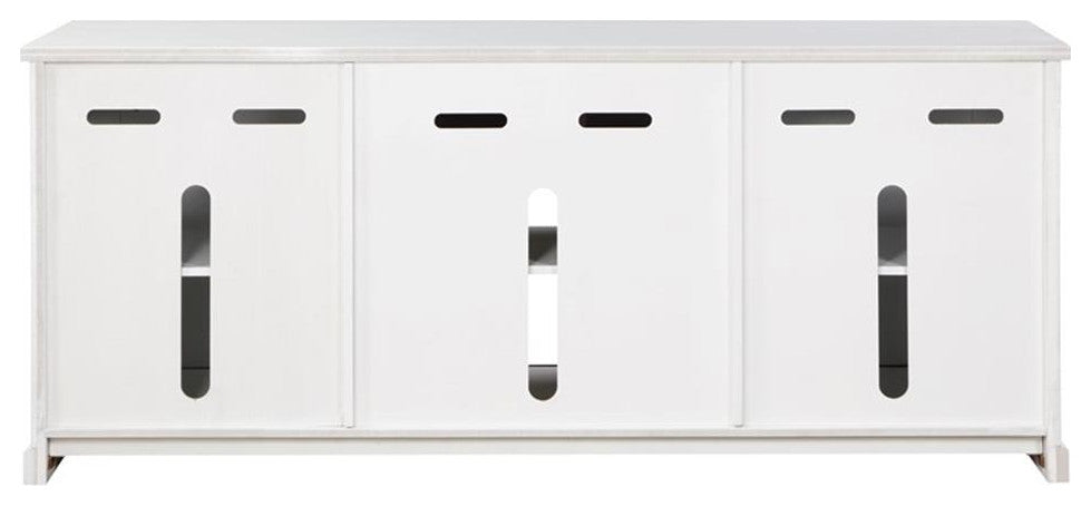 Furniture of America Birch Wood 72" Length TV Stand in White and Gold