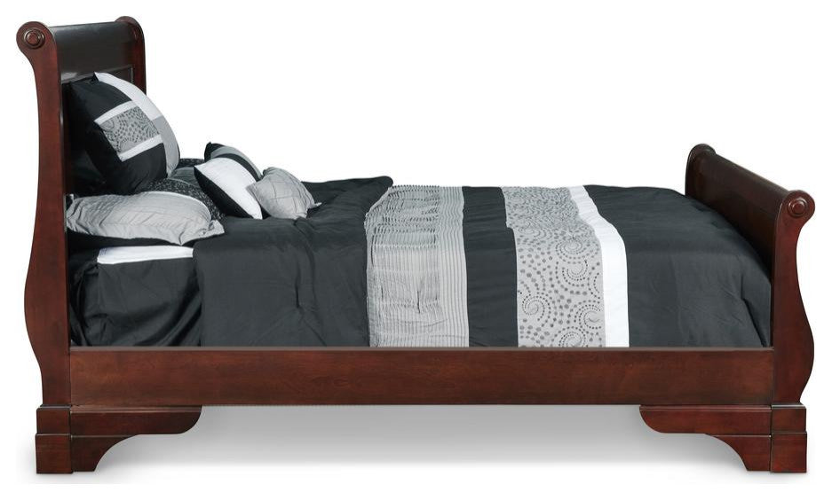 Furniture Versailles Solid Wood King Bed in Bordeaux Cherry