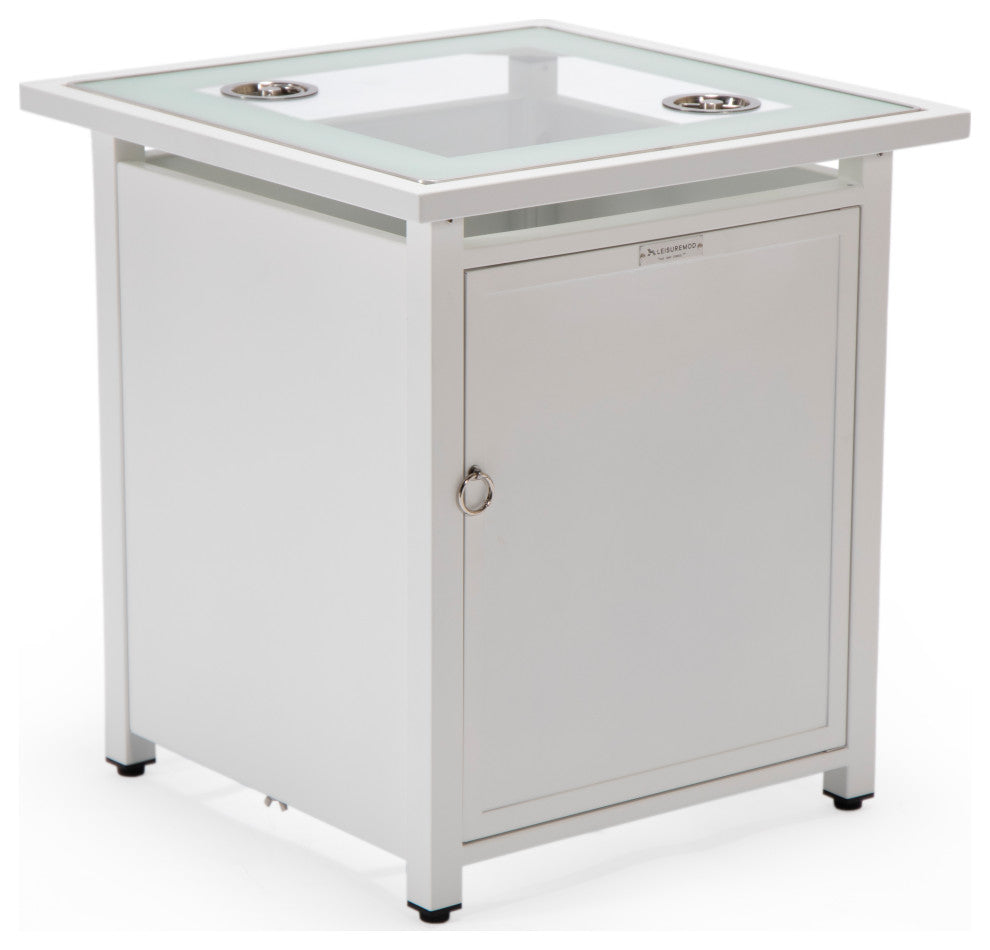 LeisureMod Walbrooke Patio Square Tank Holder, White