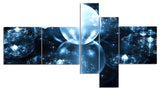 Blue Water Drops on Mirror, Abstract Wall Art Canvas, 60"x32", 5 panels