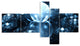 Blue Water Drops on Mirror, Abstract Wall Art Canvas, 60"x32", 5 panels