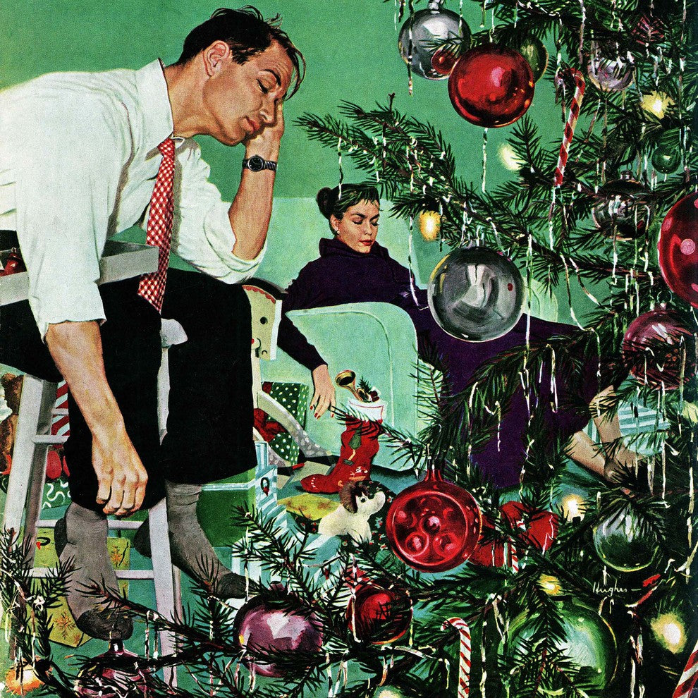 "Trimming the Tree" Painting Print on Canvas by George Hughes