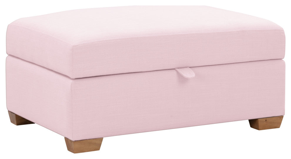 Rustic Manor Yaseen Ottoman Upholstered, Linen, Pink