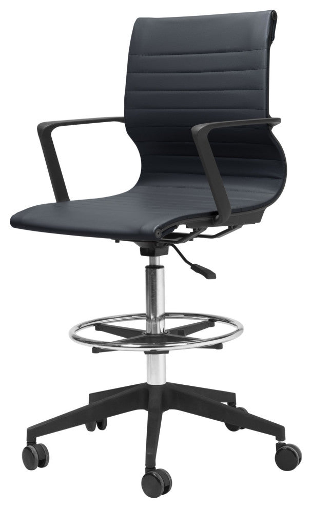 Computer Work Chair, Fabric, Steel, Black, Black, Chrome, Home Business Office