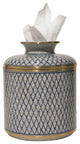 Diamond Tissue Box, Blue and White