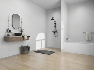 Vanity Art Alcove Soaking Acrylic Bathtub, White/Brushed Nickel, 54"x32", Left