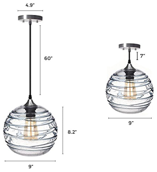 1-Pack kitchen decor Glass hanging lamp 9inch Green pendant lights