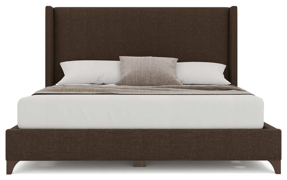 Nativa Interiors Megan Classic Plain Upholstered Bed, Brown, Queen