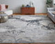 Oria Industrial Abstract Area Rug, Gray/Ivory, 2'10"x7'10"