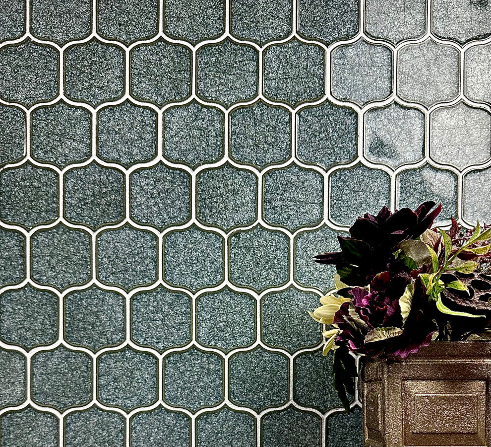Classical Lantern Lapis Blue 11" x 12" Ornate Waterjet Mosaic Tile, Set of 11