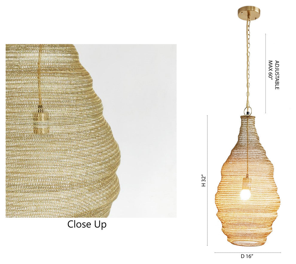 Gold Powder Coat Chain Basket Light