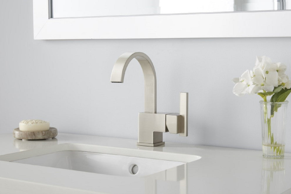 Sirius Single Handle Lavatory Faucet w/ Metal Touch Down Drain Chrome, Brushed N