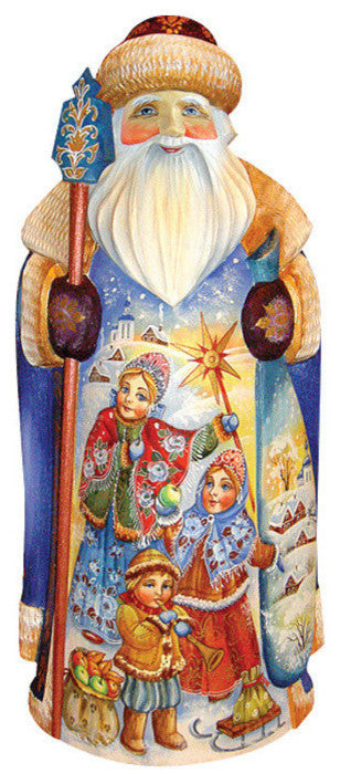 Winter Bazaar Santa, Woodcarved Figurine