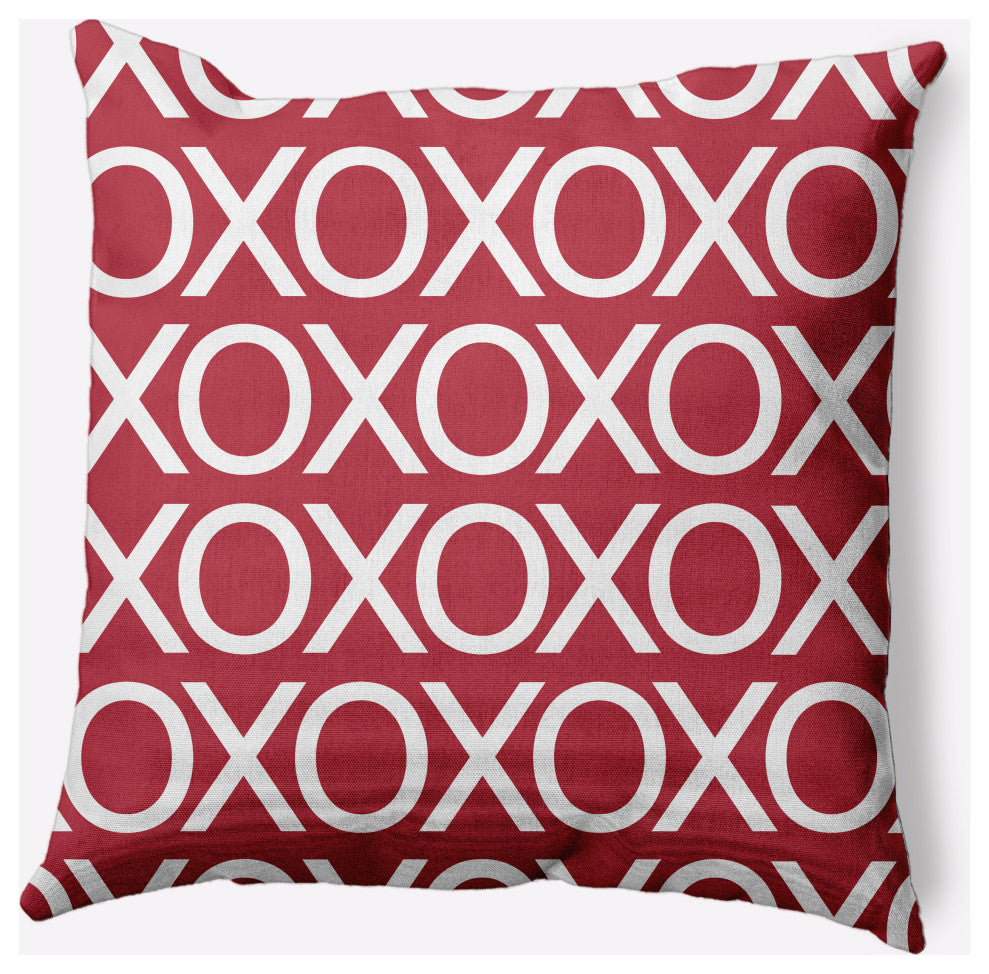 Hugs and Kisses Valentines Decorative Throw Pillow, Brick, 26"x26"