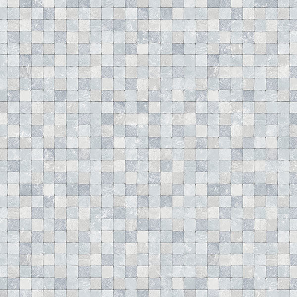 Mosaic Tile Pattern Wallpaper, Blue, Sample