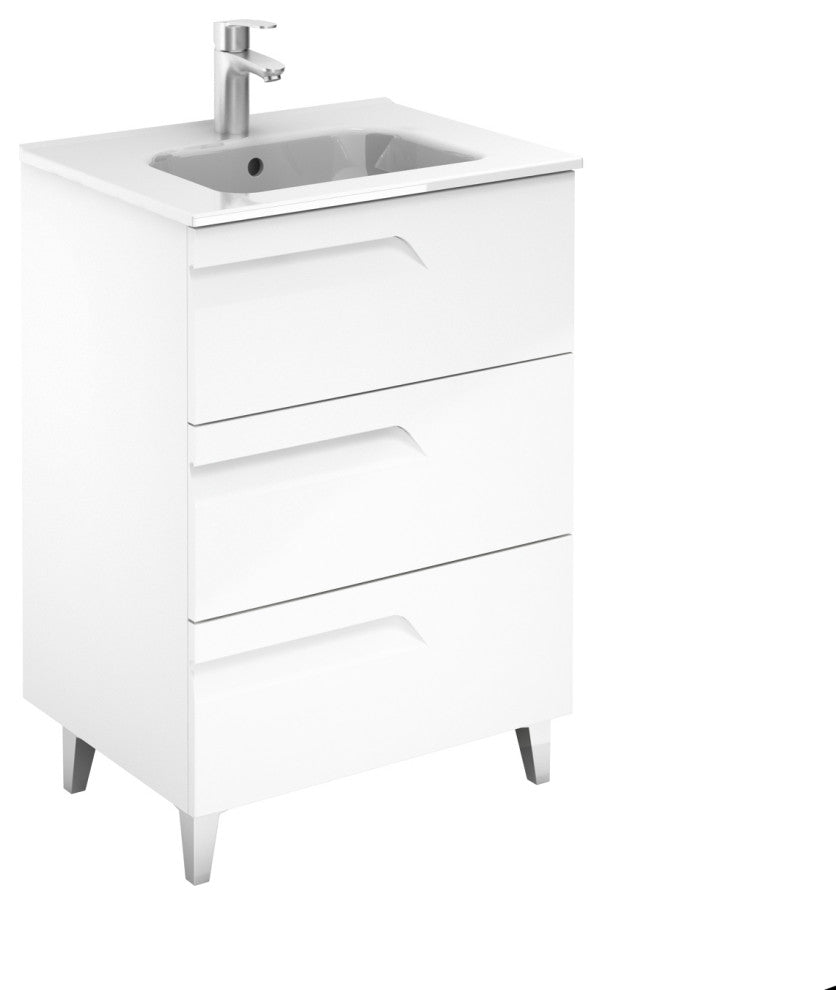 Unit 24" Vitale 3 DR With Basin, White