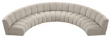 Infinity Black Boucle Fabric Upholstered Arc Shaped Modular Sectional, Brown, 6-Piece, Arc-Shaped