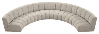 Infinity Black Boucle Fabric Upholstered Arc Shaped Modular Sectional, Brown, 6-Piece, Arc-Shaped