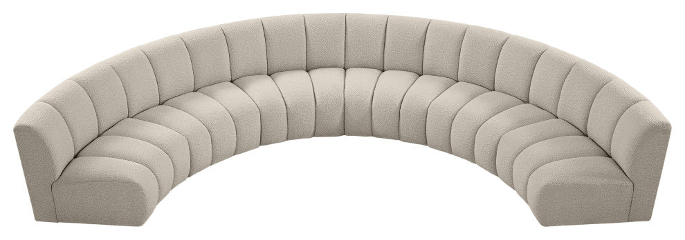 Infinity Black Boucle Fabric Upholstered Arc Shaped Modular Sectional, Brown, 6-Piece, Arc-Shaped