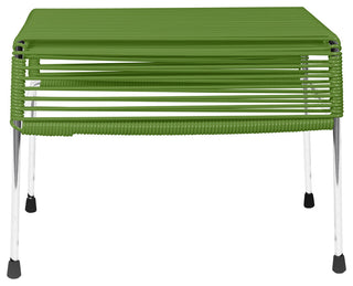 Atom Indoor/Outdoor Handmade Ottoman with Chrome Frame, Cactus Weave