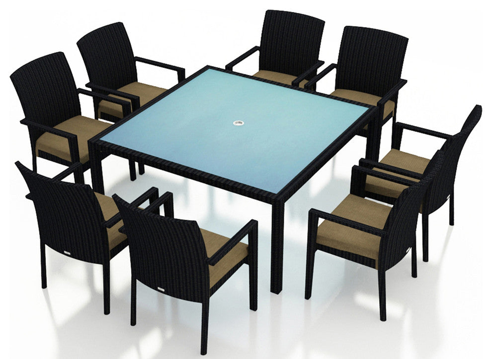 Urbana 9 Piece Arm Square Dining Set, Heather Beige