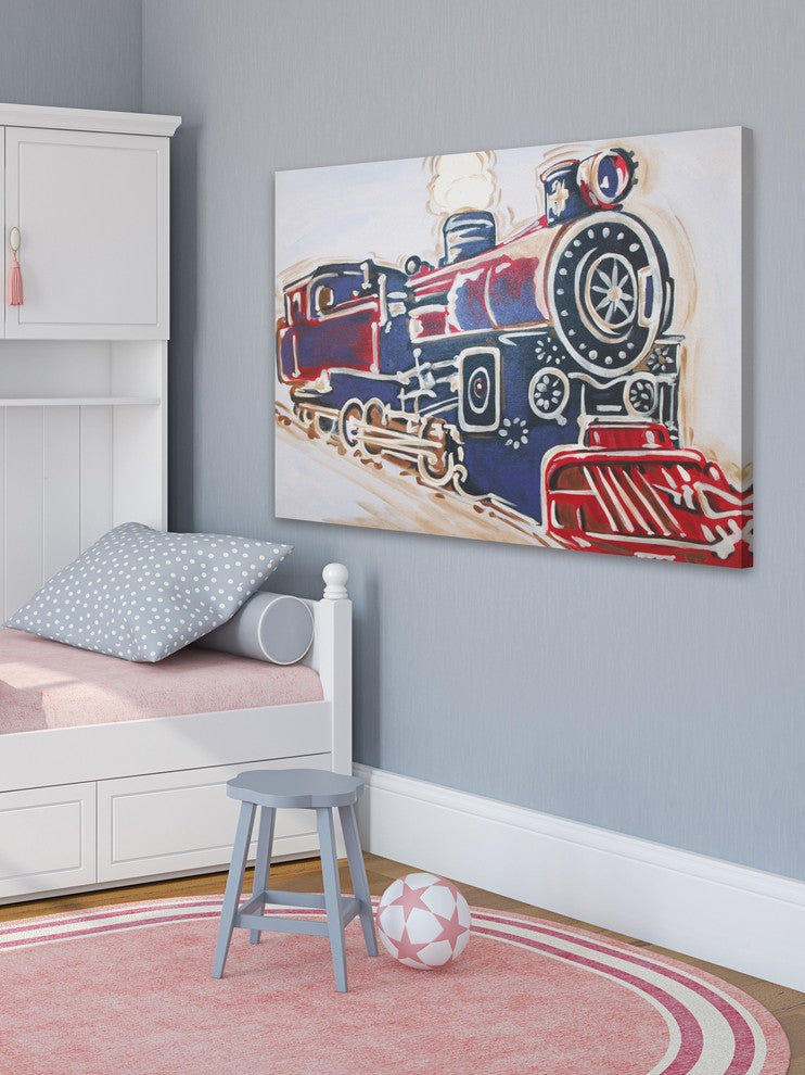 Marmont Hill, "Vintage Train" by Reesa Qualia Painting on Wrapped Canvas, 18x12