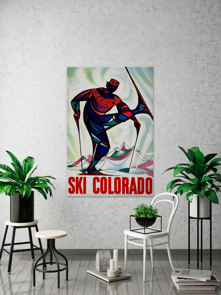 "Ski Colorado" Painting Print on Wrapped Canvas, 12"x18"