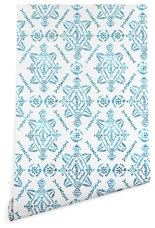 Deny Designs Schatzi Brown Reeve Pattern Aqua Wallpaper, Blue, 2'x10'